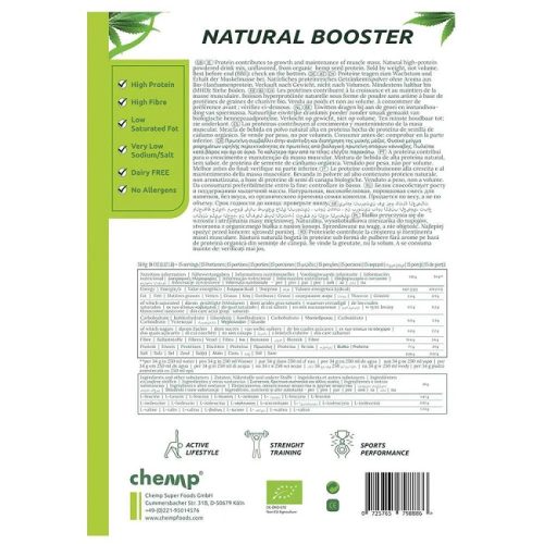 CHEMP Raw 100% Organic Hemp Protein 510gr Unflavoured - Image 2