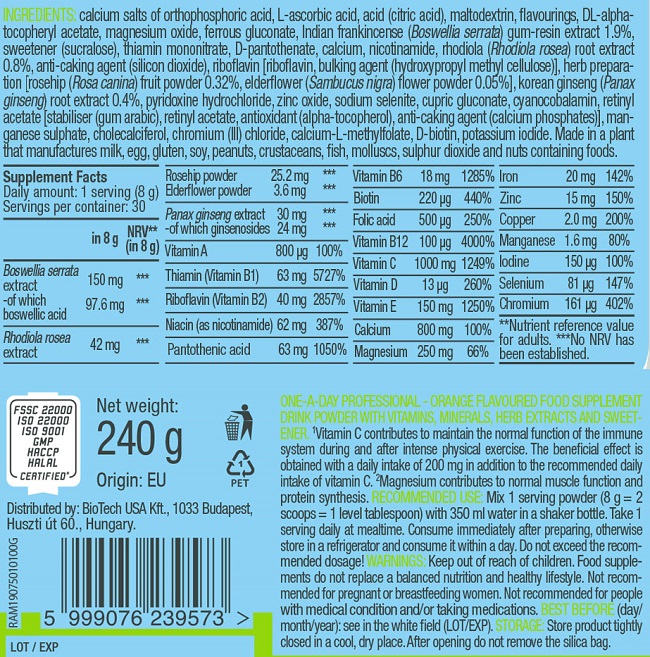 BIOTECH USA One A Day Professional 240gr - Image 3
