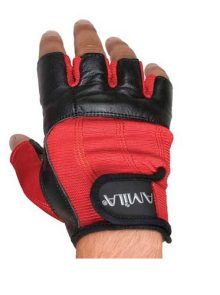 AMILA Weight Lifting Gloves Leather Red Medium