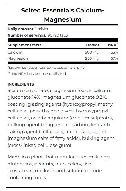 SCITEC NUTRITION Calcium-Magnesium 90tabs - Image 2