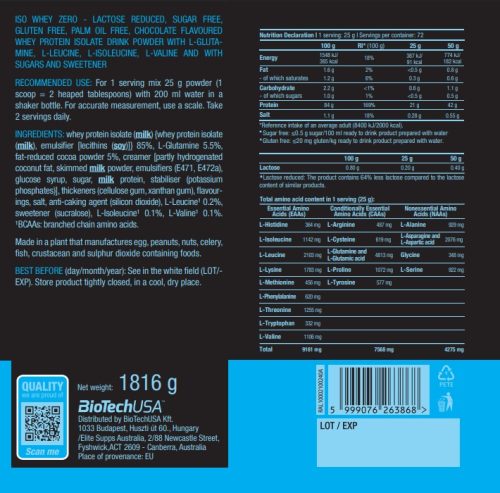 BIOTECH USA Iso Whey Zero 1816gr - Image 6