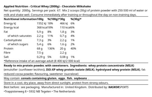 APPLIED NUTRITION Critical Whey Protein 2000gr - Image 4