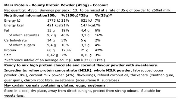 BOUNTY Hi Protein Powder 455gr - Image 3