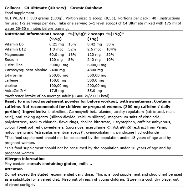CELLUCOR C4 Ultimate Pre-Workout 380gr 40serv - Image 3